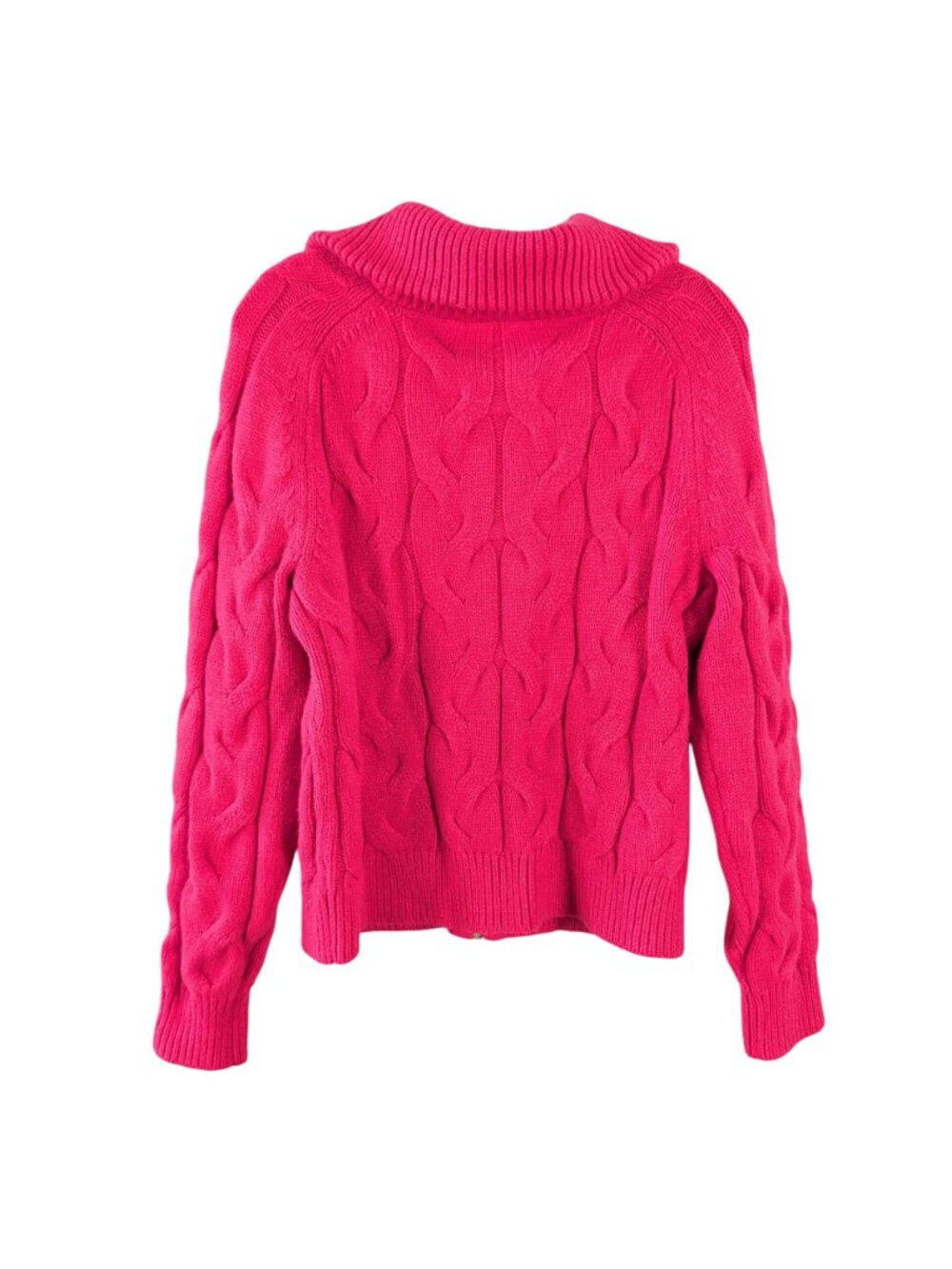 Talbots Women M Pink Cable Knit Full Zip Sweater Cardigan Zip Up Preppy Luxe Cor - Picture 3 of 16